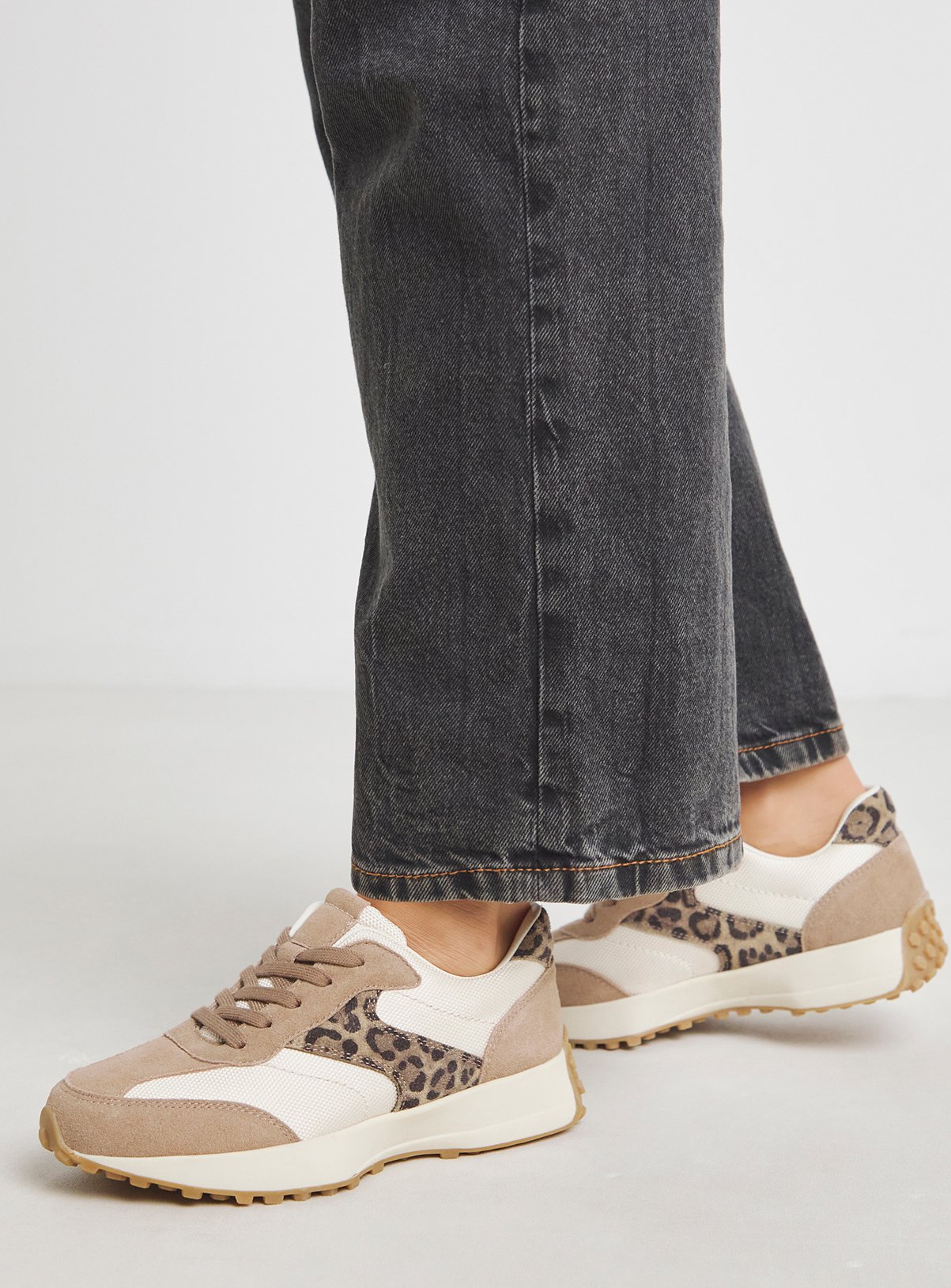SIMPLY BE Retro Runner Trainer Wide Fit Neutral Leopard 4 - Image 3 thumbnail